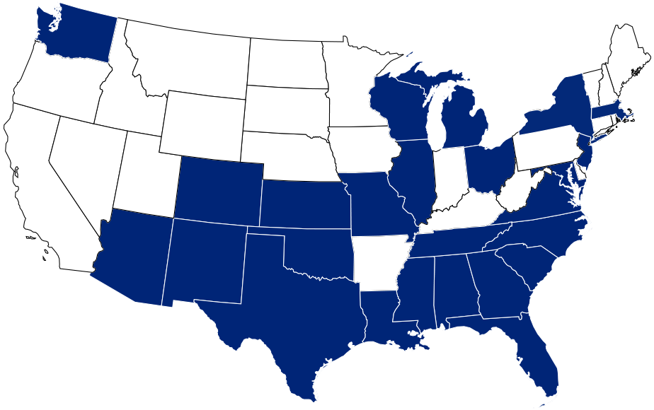Map of states with ACA plan coverage. States with ACA covers follow this map